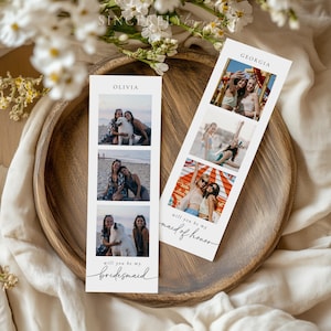 Bridesmaid Proposal Card Template, Editable Photo Proposal Card, Will You Be My Bridesmaid Card, Photo Strip Bridesmaid Proposal | Olivia