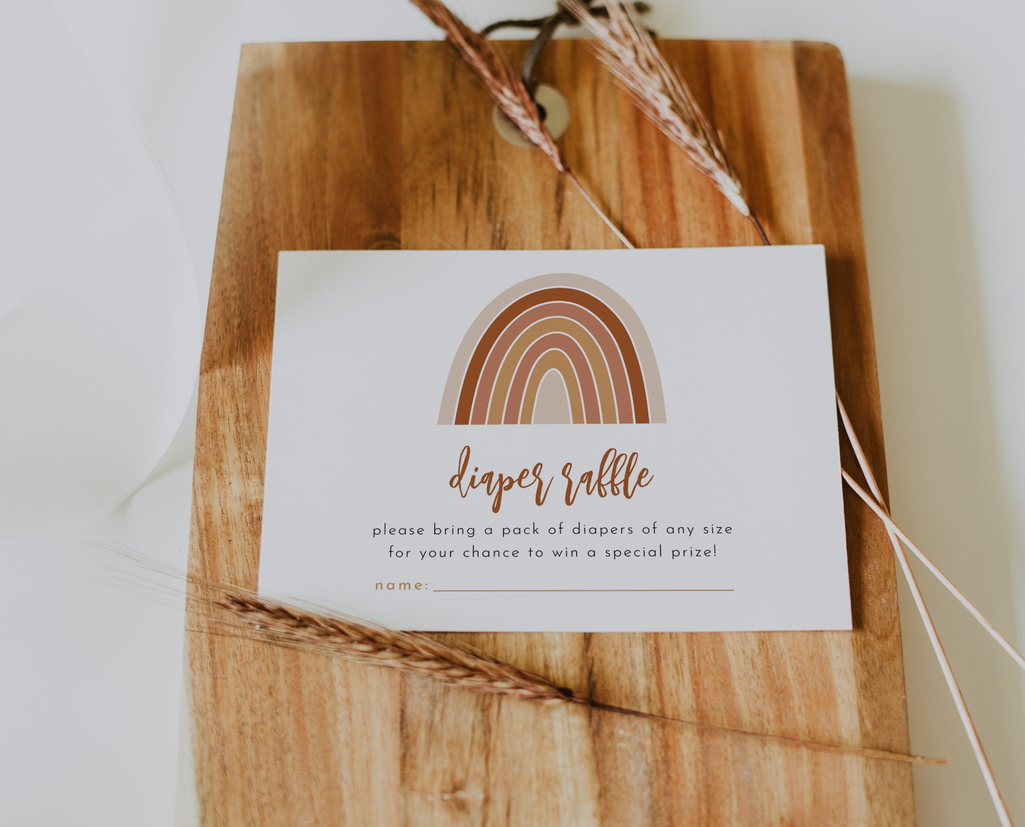 Boho Rainbow Diaper Raffle, Rainbow Baby Shower Game Template, Editable ...