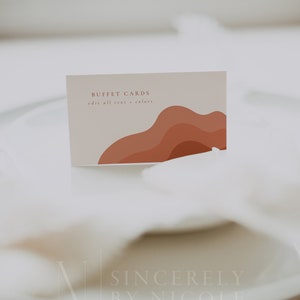 Buffet Card Template, Editable Printable Boho Buffet Cards Party, Wedding Buffet Card Terracotta Boho, Earth Tone Buffet Cards | Terra