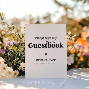 PRINTED & SHIPPED Wedding Guest Book Sign, Please Sign Our Guestbook, Wedding Guestbook Sign, Please Sign Our Guestbook Sign | Charli