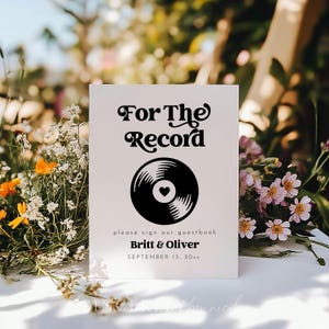 PRINTED & SHIPPED For The Record Sign Our Guestbook, Record Guestbook Sign, Vinyl Record Guestbook, For The Record Sign, Guest Book | Charli