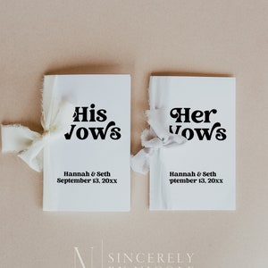Retro Vow Book Template, Editable His and Her Vows, Personalized Vow ...