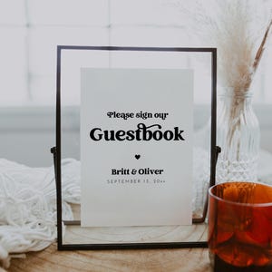 Wedding Guest Book Sign, Please Sign Our Guestbook, Wedding Guestbook Sign Template, Please Sign Our Guestbook Sign, Canva Editable | Charli
