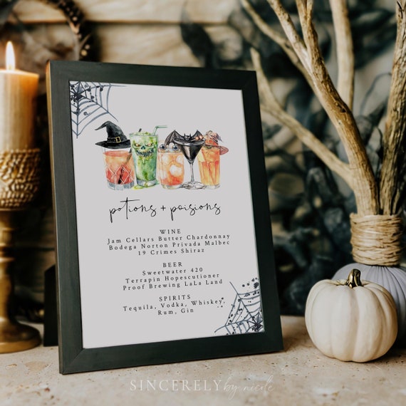 Halloween Bar Sign Template, Editable Printable Halloween Party Bar Menu, Fall Drinks Menu, Editable Drink Menu Halloween Party, DIY