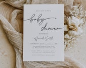 Baby Shower Invitation, Minimalist Baby Shower Invitation, Baby Shower Invitation Template, Elegant Baby Shower Invitation, Modern | Olivia