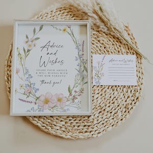 Wildblumen Babyparty Beratung und Wünsche Schild und Karte, Beratung für neue Eltern, Wildblumen Babyparty, Blumen Babyparty Beratung | Elfen