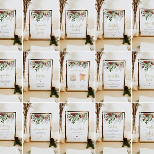 Winter Wedding Sign Bundle, Editable Printable Wedding Sign Template Bundle, Holiday Wedding Sign Bundle, Wedding Bundle Printable | Holly