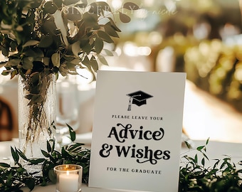PRINTED & SHIPPED Advice and Wishes For The Graduate, Graduation Advice and Wishes Sign, Graduation Advice Sign, Printed Graduation | Charli
