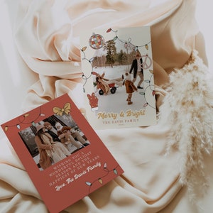 Boho Photo Christmas Card, Arch Christmas Card Editable, Terracotta Christmas Card, Photo Holiday Card Template, Retro Christmas Card Groovy