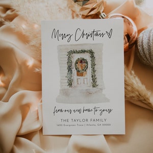 Christmas Change Of Address Announcement, New Address Holiday Card Template, Editable Printable Holiday Card New Address Christmas | Sofia