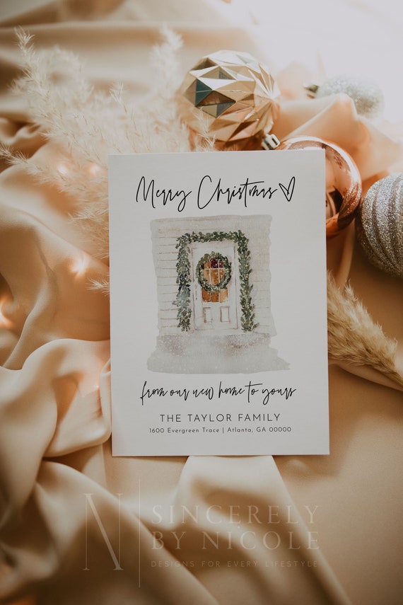 Christmas Change Of Address Announcement, New Address Holiday Card Template, Editable Printable Holiday Card New Address Christmas | Sofia