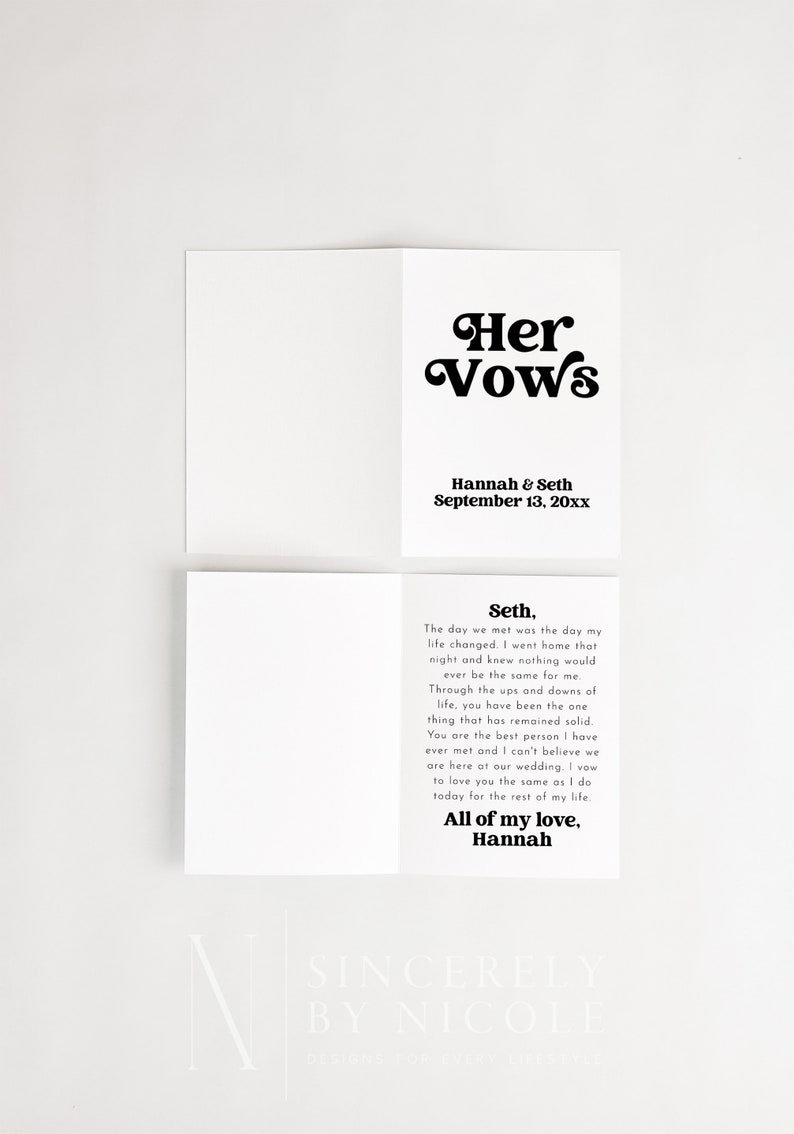 Retro Vow Book Template Editable His and Her Vows - Etsy