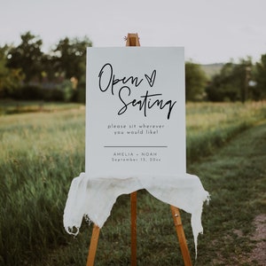 Modern Open Seating Wedding Sign Template, Editable Printable Open Seating Wedding, Simple Wedding Sign Open Seating Plan Signage | Sofia