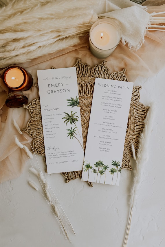 Beach Themed Wedding Program Printable Templates Beach Themed Wedding