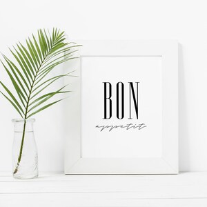 Bon Appetit, PRINTABLE Wall Art, Bon Appetit Sign, Kitchen Sign, Kitchen Wall Decor, French Quote Bon Appetit Printable Kitchen Sign, Print image 2