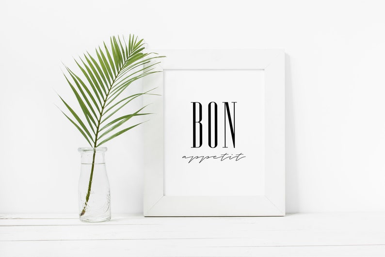 Bon Appetit, PRINTABLE Wall Art, Bon Appetit Sign, Kitchen Sign, Kitchen Wall Decor, French Quote Bon Appetit Printable Kitchen Sign, Print image 2