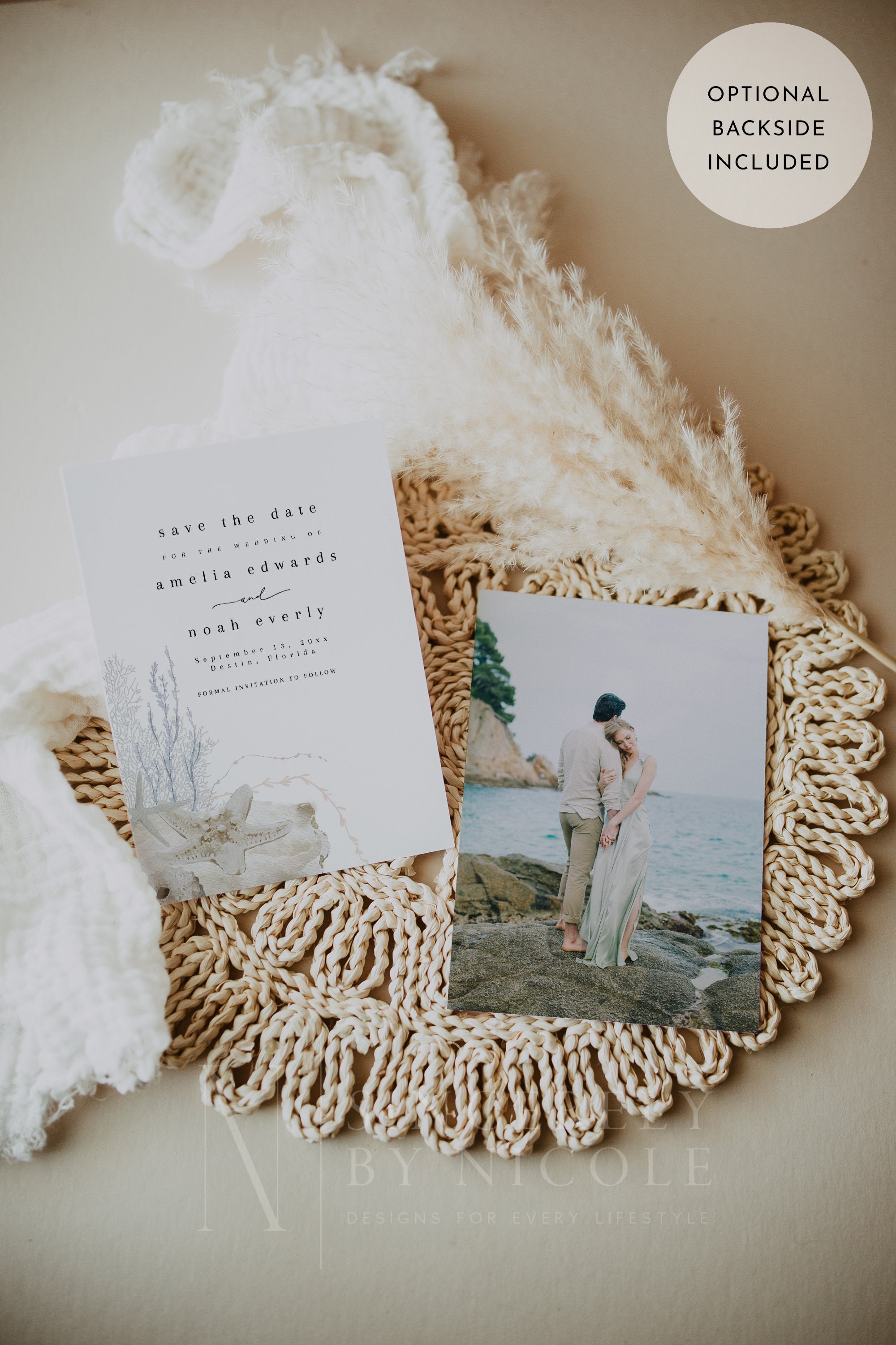 Beach Wedding Save the Date Tropical Seashell Save the Date - Etsy