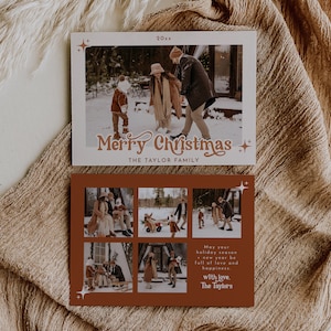 Boho Christmas Card, Photo Christmas Card Template, Terracotta Christmas Card, Modern Family Photo Christmas Card, Merry Christmas | Birdie