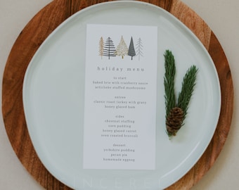 Clara | Christmas Dinner Menu Template, EDITABLE PRINTABLE Christmas Dinner Menu, Holiday Menu Template, DIY Christmas Holiday Dinner Menu