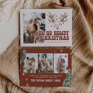 Cowboy Christmas Card Template, Western Christmas Cards, Photo Christmas Cards, Southwest Christmas Cards, Editable Printable Card | Jessie