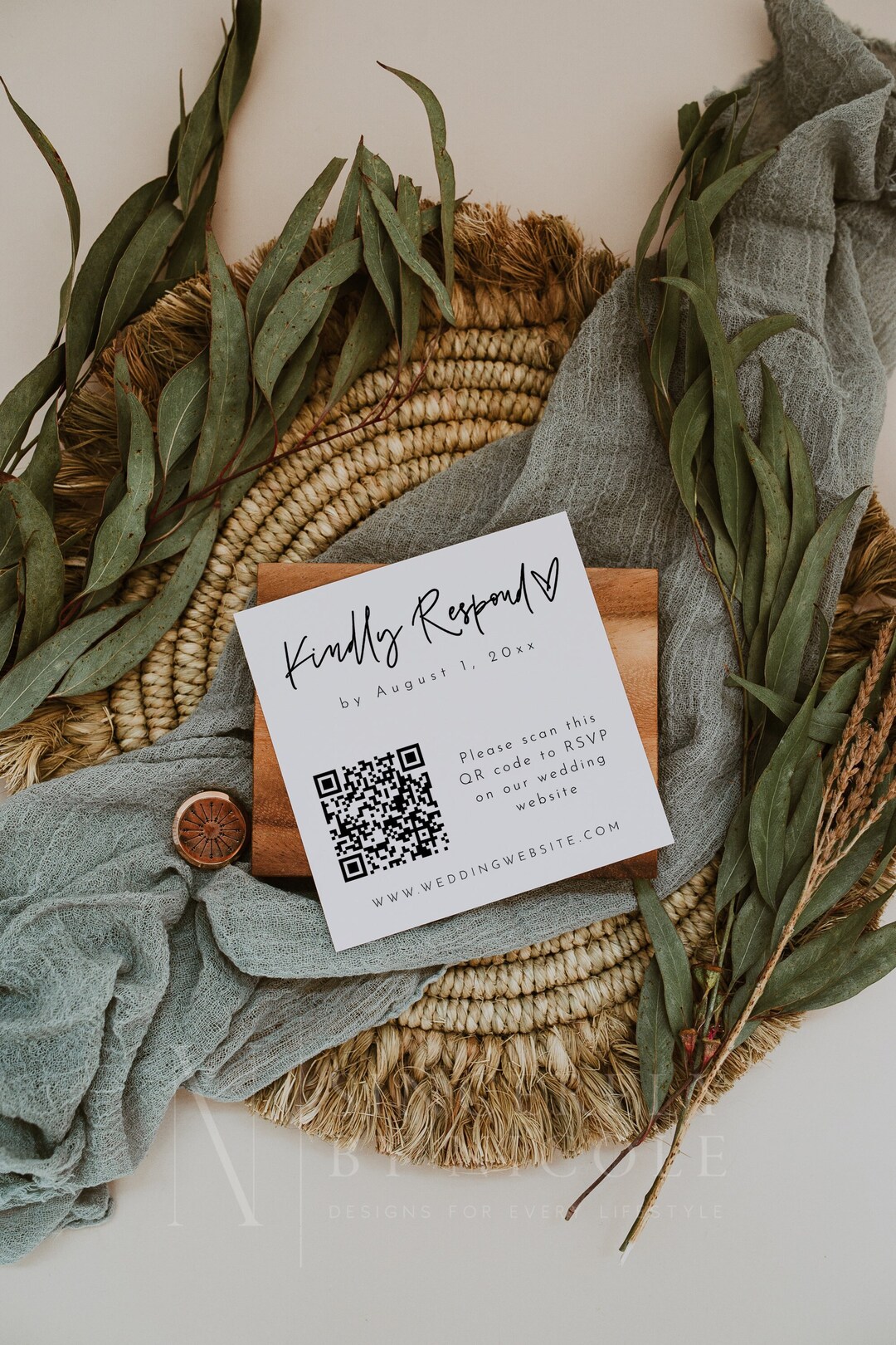 QR Code Response Card, Editable Printable Modern RSVP Template, QR Code ...