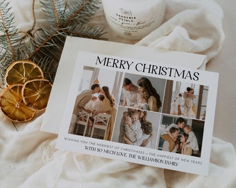 Printable Simple Christmas Card, Minimalist Christmas Cards, Modern Family Photo Christmas Card, Photo Christmas Card Template | Aspen