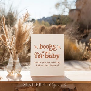 Books For Baby Sign Template, PrintableBoho Books For Baby, Shower Book Sign, Baby Shower Book Sign, Canva Bring a Book For Baby | Birdie