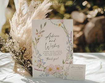 PRINTED & SHIPPED Advice For New Parents, Advice For New Parents, Wildflower Baby Shower, Baby Advice Sign and Cards, Wildflower | Elowen