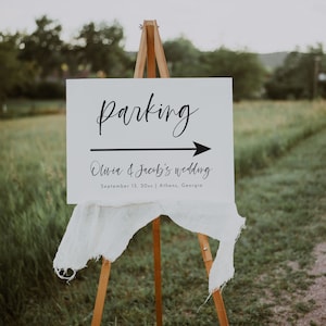 Wedding Parking Sign, Arrow Parking Sign Template, Editable Printable Wedding Parking Signage, Modern Parking Sign With Arrow, DIY | Harper