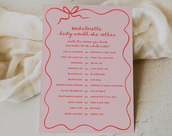 PRINTED & SHIPPED Hand Drawn Bachelorette Would She Rather, Hen Party Would She Rather, Would She Rather Bachelorette, Doodle Wavy | Carly