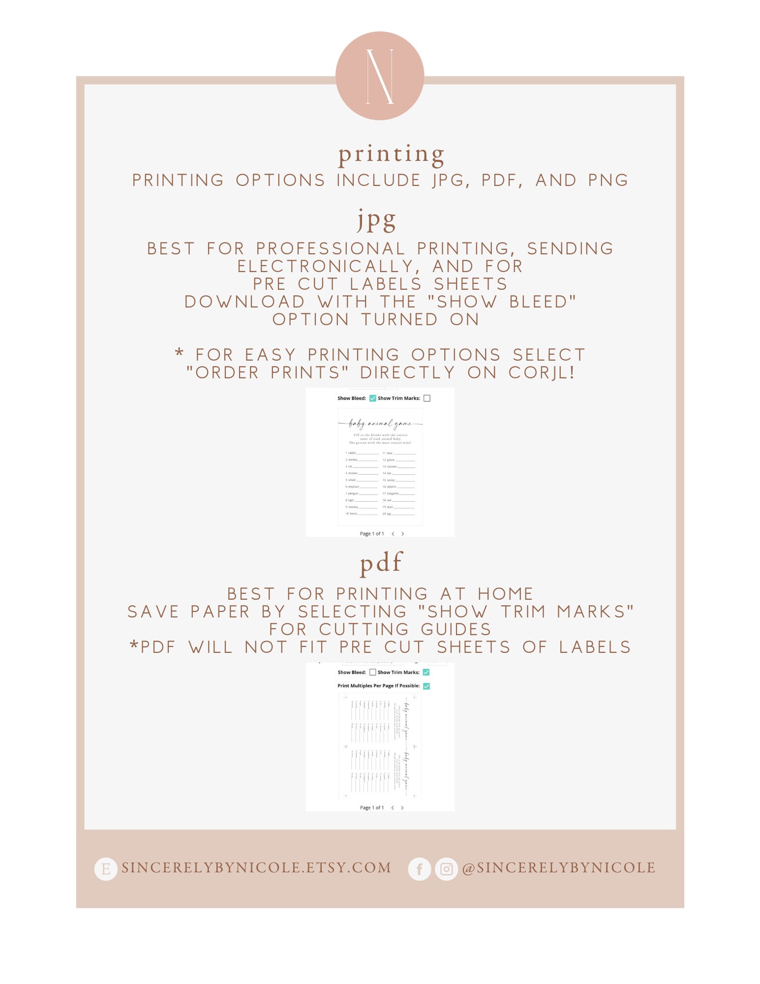 Baby Animal Game Name the Baby Animal Game Printable - Etsy