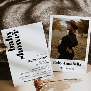 Baby Shower Invitation With Photo Baby Shower Invite, Photo Baby Shower Invite, Baby Shower Photo Invitation Template Modern DIY | Willow