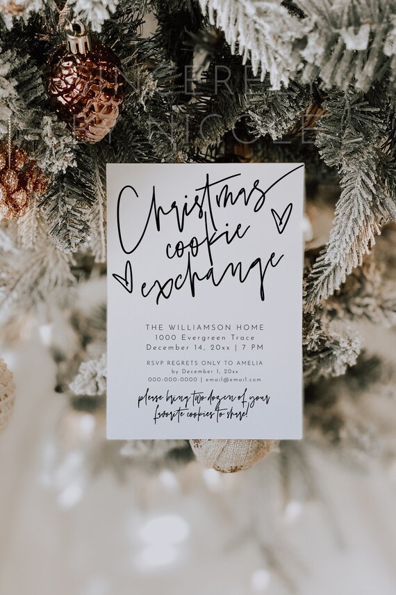Modern Christmas Cookie Exchange Invitation Template, Editable Printable Holiday Cookie Swap Invite, Cookie Exchange Party Invite