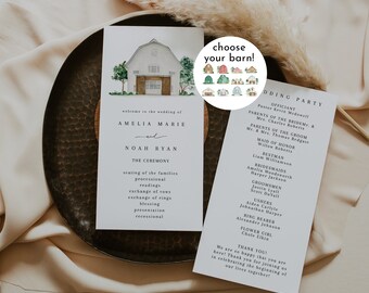 Barn Wedding Program, Rustic Barn Ceremony Program Editable, Barn Wedding Program, Rustic Ceremony Program Template, Order Of Events DIY