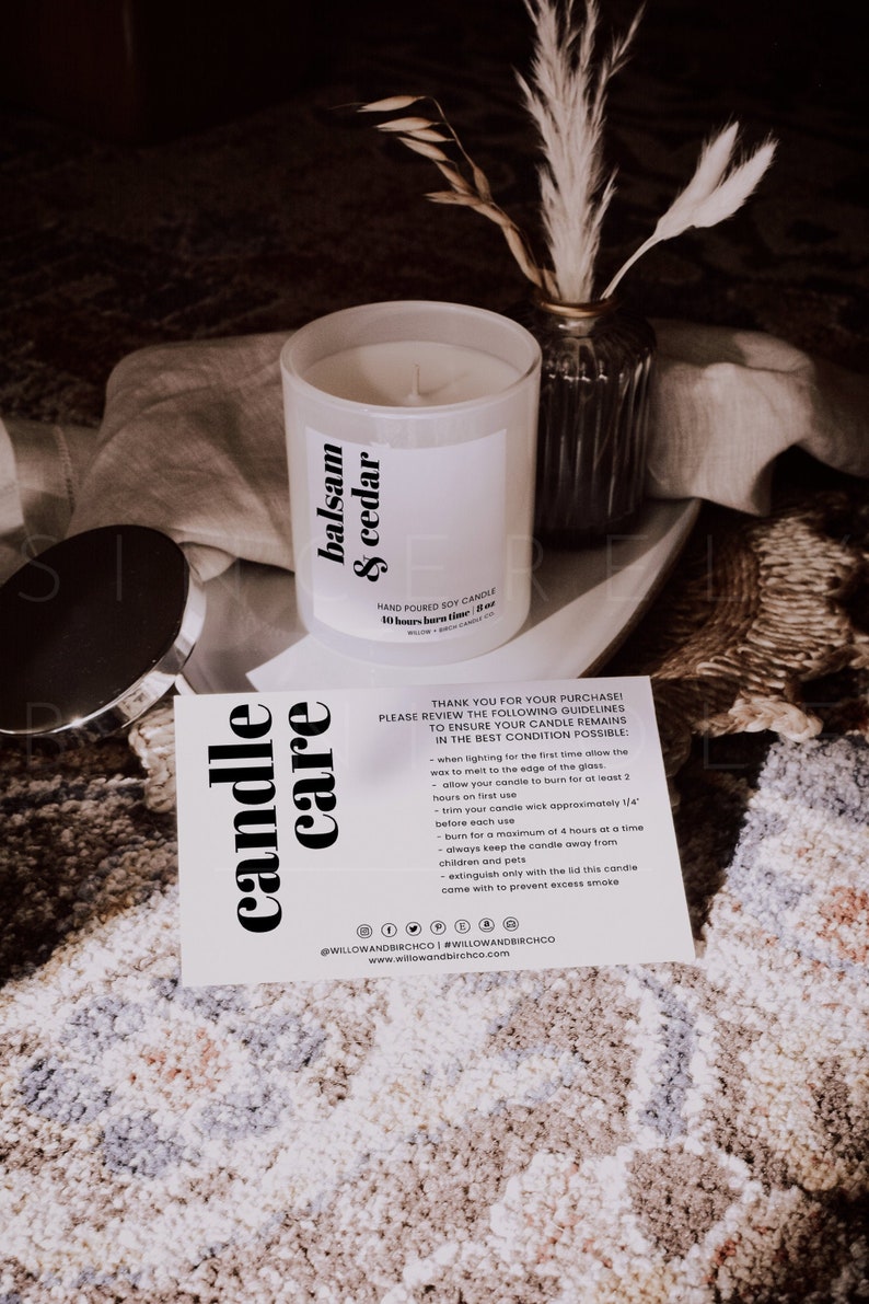 Printable Candle Label Template With Matching Candle Care - Etsy