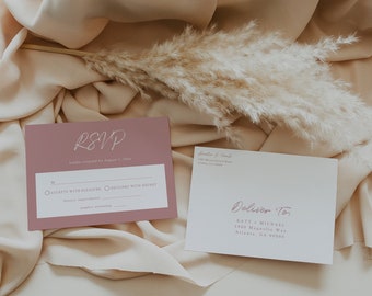 Editable Wedding Response Card, Response Card Template, Minimalist RSVP Card, Printable Modern RSVP Card, DIY Wedding Response | Serena