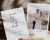 Elegant Save the Date Template, Minimalist Photo Save the Date Invite, Printable Save the Dates, Modern Save The Date Card | Emma
