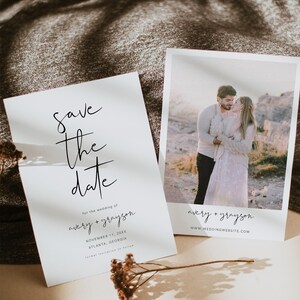 Elegant Save the Date Template, Minimalist Photo Save the Date Invite, Printable Save the Dates, Modern Save The Date Card | Emma