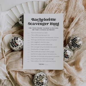Bachelorette Party Games Scavenger Hunt, Canva Bachelorette Scavenger Hunt Game, Minimal Bachelorette Party Game, Canva Editable | Charli