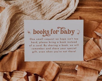 Minimalist Books for Baby Card, Book Request Insert, Boho Baby Shower, Gender Neutral Baby Shower, Baby Shower Book Request Insert | Birdie