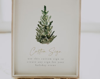 Plantilla editable para letrero de fiesta navideña, decoración para fiestas navideñas, imprimible para fiestas navideñas, descarga de letreros navideños / Arden