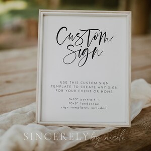 Minimalist Custom Sign Template, Modern Wedding Sign Printable, Modern Wedding Bridal Shower Table Sign, Customizable Wedding Sign | Harper