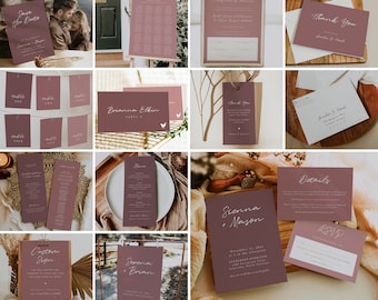Boho Wedding Bundle, Wedding Template Bundle Editable Printable, Wedding Bundle Invitation, Wedding Bundle Template Download, DIY | Serena