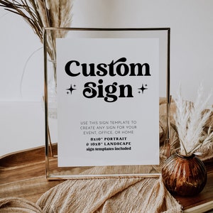 Editable Custom Sign, Printable Signs, Retro Sign Editable Printable, 8x10 Editable Sign Template, Corjl Sign, A4 Editable Text DIY CHARLI