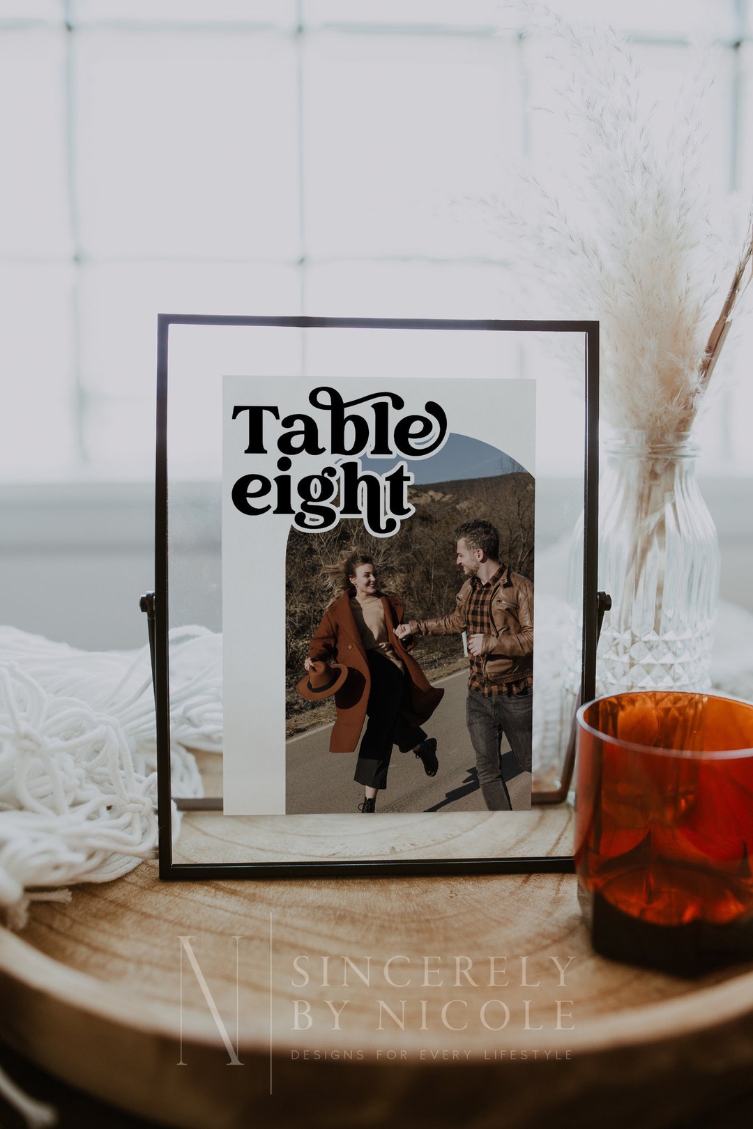 Retro Photo Table Number Template, Editable Printable Picture Table