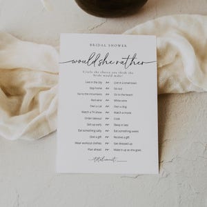 Would She Rather Bridal Shower Game, Would Bride Rather, Modern Bridal Shower Games, Who Knows The Bride Best, Would She Rather | Olivia