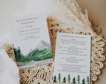 Mountain Bachelorette Party Invitation, Bachelorette Invite Instant Download, Weekend Itinerary Invitation, Ski Bachelorette Party Mountains