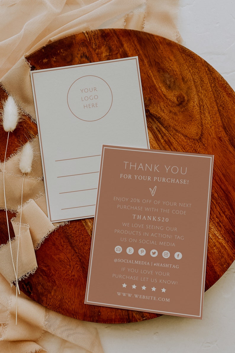 Small Business Packaging Business Packaging Insert Terracotta Small Business Thank You Card Printable Printable Thank You Cards Business