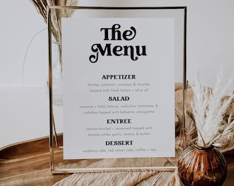 Wedding Menu Template, Minimalist Wedding Dinner Menu, Modern Wedding Menu, Printable Wedding Menu, Modern Wedding Dinner Menu | Charli
