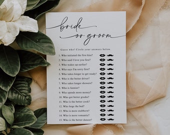 Guess Who Bride or Groom Bridal Shower Game Template, He Said She Said Bridal Shower Game Template, Guess Who Said It, Bridal Games | Olivia